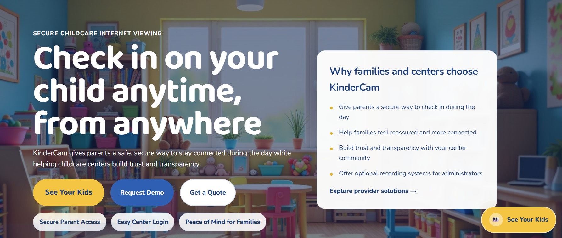 KinderCam website homepage